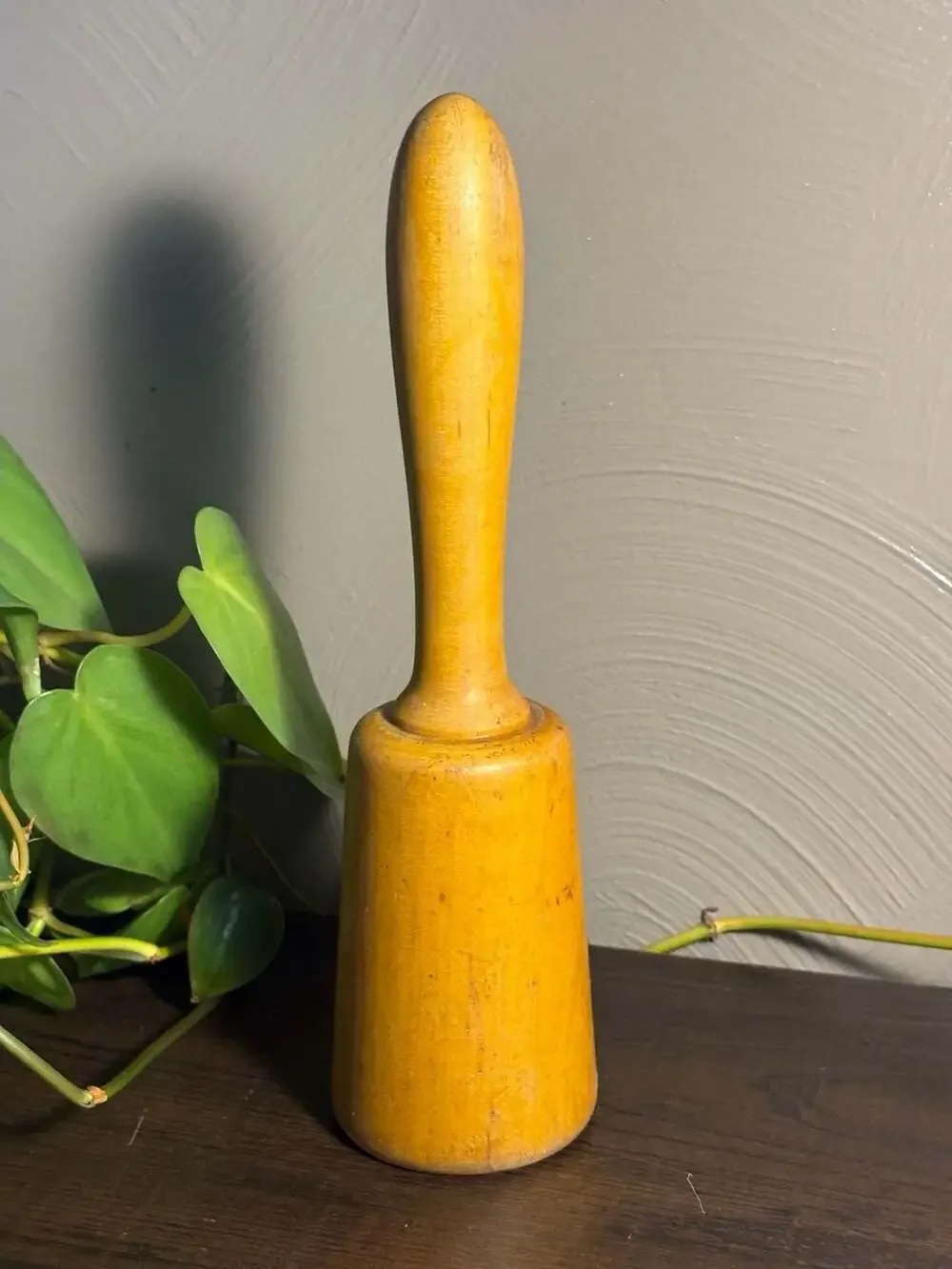 Vintage Primitive Solid Turned Wood Kitchen Potato Masher Pestle